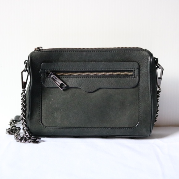 Rebecca Minkoff Black Suede Leather Avery Crossbody Chain Link Strap - Picture 2 of 10